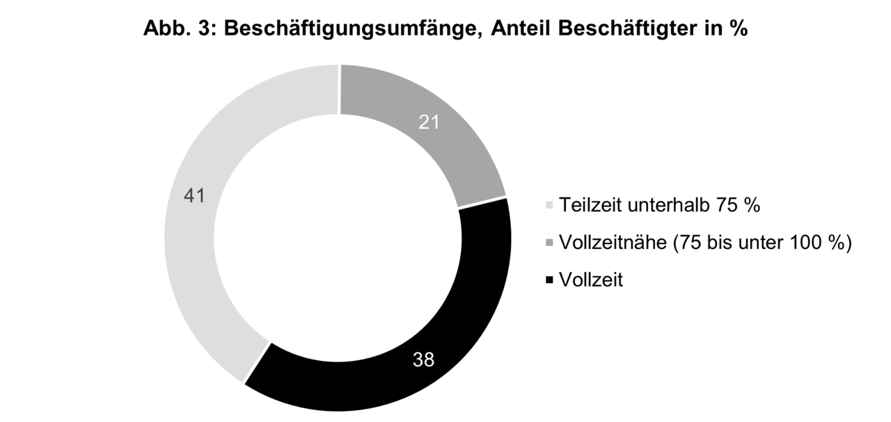 Abb. 3 Beschäftigungsumfänge, Anteil Beschäftigter in Prozent Grafik zu Beschäftigungsumfängen